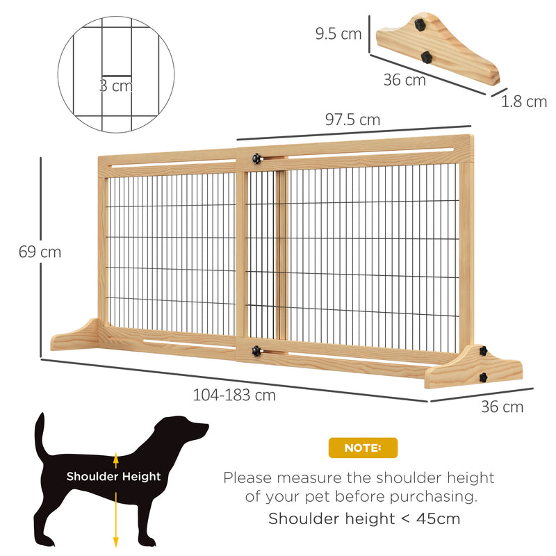 PawHut Adjustable Wooden Pet Gate Freestanding Dog Barrier for Doorway