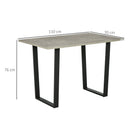 HOMCOM Rectangular Dining Table with Adjustable Steel Base for 4 People Grey