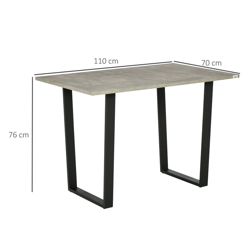 HOMCOM Rectangular Dining Table with Adjustable Steel Base for 4 People Grey