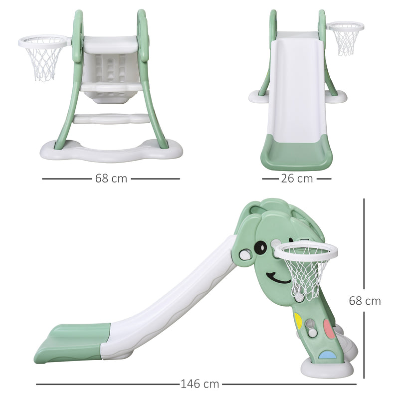 HOMCOM Kids Slide with Basketball Hoop Toddler Climber Freestanding Slider