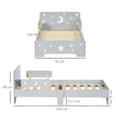 ZONEKIZ Toddler bed w/ Star and Moon Patterns, for Ages 3-6 Years - Grey