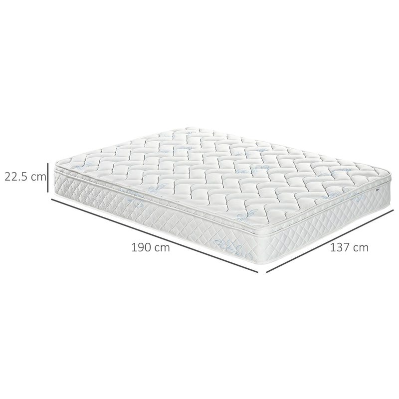 HOMCOM Double Mattress W/ Breathable Foam Pocket Innerspring 190cmx137cmx22.5cm