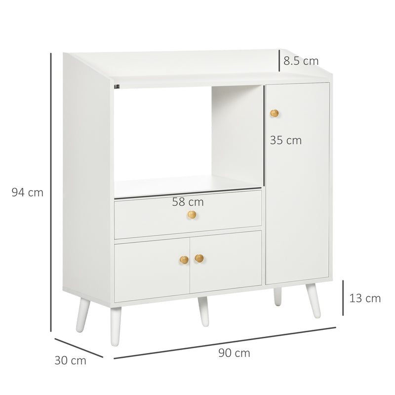 HOMCOM Microwave Cabinet Kitchen Storage Cabinet with Adjustable Shelves White