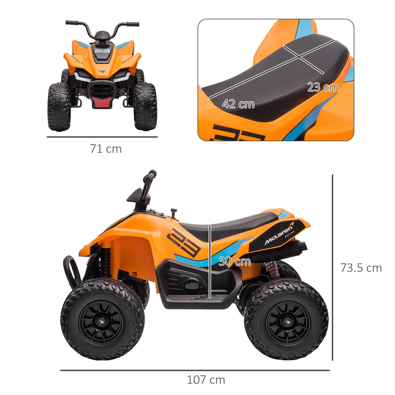 HOMCOM McLaren MCL 35 Liveries 12V Quad Bike w/ Slow Start - Orange