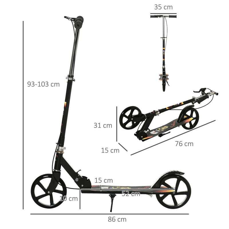 HOMCOM Foldable Kick Scooter for Kids w/ Adjustable Height, Break, Big Wheels