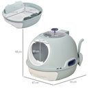 PawHut Futuristic Capsule-Shaped Cat Litter Box w/ 2 Doors Scoop Drawer Blue