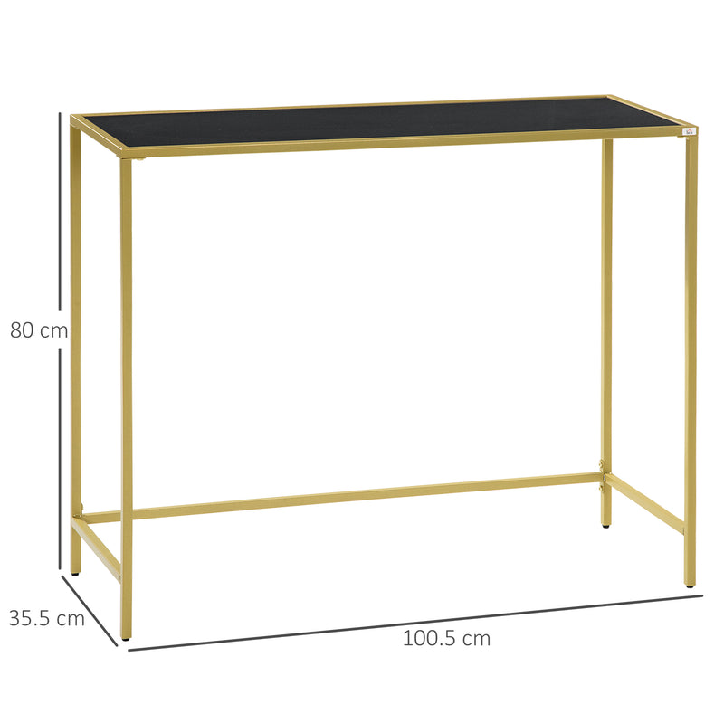 HOMCOM Modern Console Table Tempered Glass Top Sofa Table Steel Frame Black