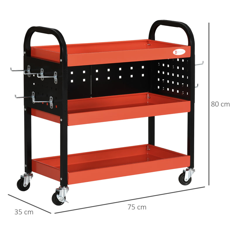 DURHAND 3 Tier Rolling Tool Cart for Garage Mechanics Warehouse 100 kg Capacity