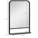 HOMCOM Rectangle Wall Mirror with Shelf 70 x 50 cm, for Living Room, Bedroom