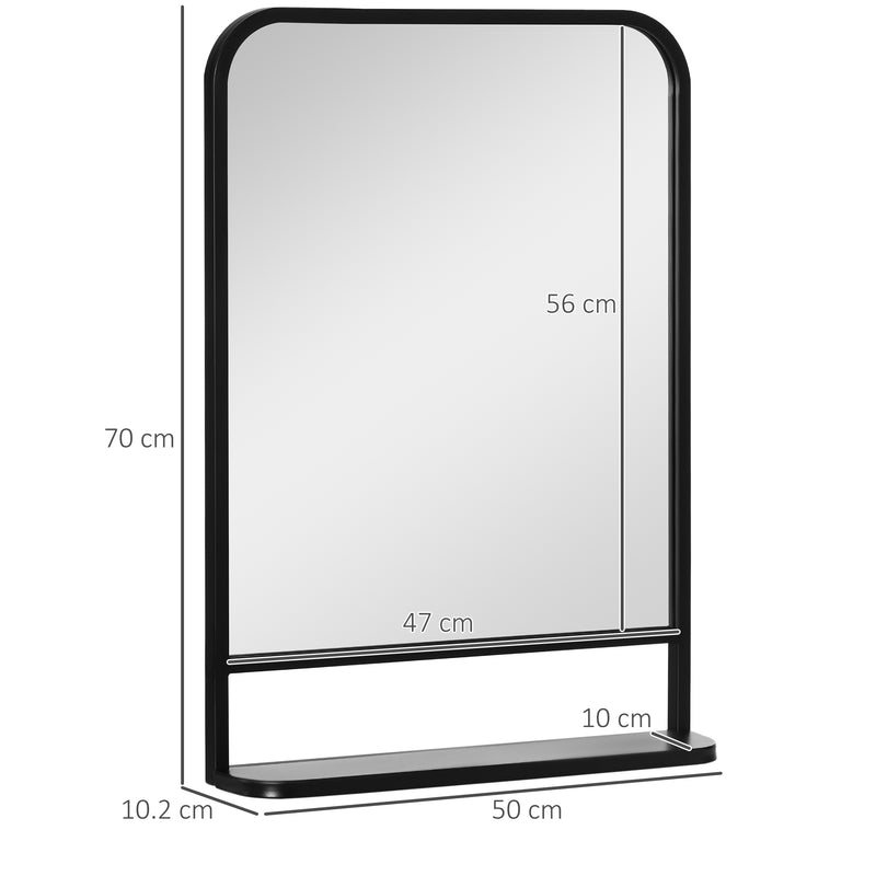 HOMCOM Rectangle Wall Mirror with Shelf 70 x 50 cm, for Living Room, Bedroom