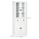 HOMCOM Kitchen Cupboard Storage Cabinet Adjustable Shelves, Glass Door, 160cm