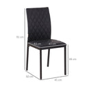HOMCOM Dining Chairs Faux Leather Accent Chairs for Kitchen, Set of 4, Black