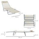 Outsunny Adjustable Sun Bed Garden Lounger Recliner Relaxing Camping Beige