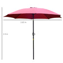 Outsunny 2.7M Patio Umbrella Outdoor Sunshade Canopy w/ Tilt and Crank Wine Red