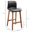 HOMCOM Modern Wood Bar Chairs Kitchen Cafe Stools Dining Barstool Brown