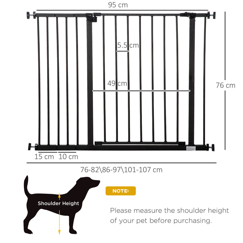 PawHut Pressure Fitted Pet Dog Safety Gate Metal Fence 76 cm Tall, Black