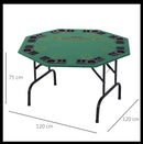 HOMCOM 8 Player Folding Games Poker Table Chip Cup Holder Steel Base Felt Green