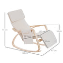 HOMCOM Rocking Chair Recliner Armchair with Adjustable Footrest, Cream White