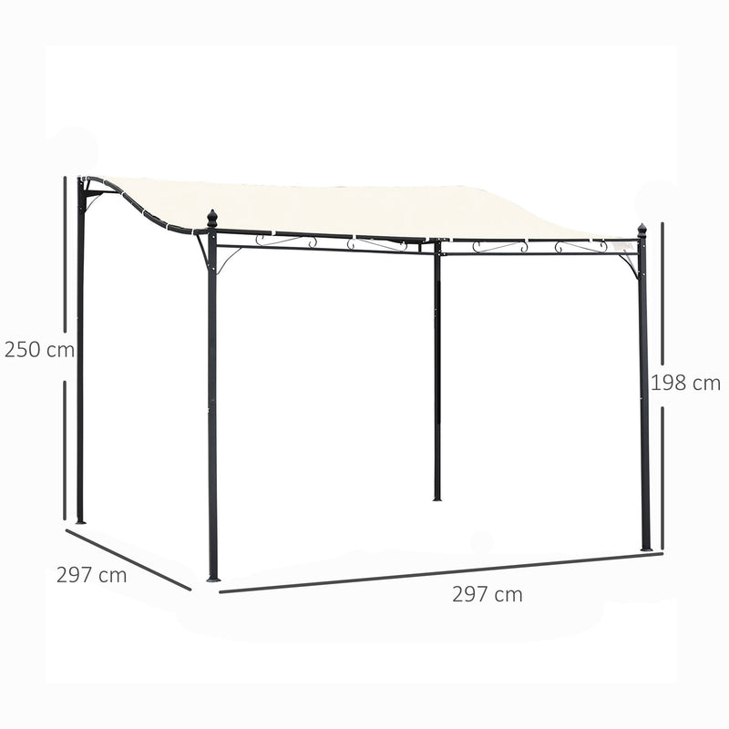 Outsunny 3 x 3M Wall Mounted Awning Free Stand Canopy Shade Garden Porch Pergola