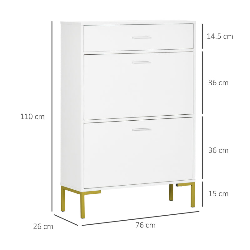 Homcom Narrow Shoe Storage Cabinet For Entryway With 3 Flip