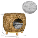 PawHut Rattan Cat House Stool for Rest w/ Soft Cushion 44 x 43 x 41cm