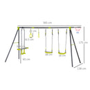 Outsunny Kids Metal Swing Set for Backyard W/Adjustable Seats, Gym Rings, Seesaw