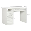 HOMCOM Computer Desk Writing Desk with Five Drawers for Home Office White