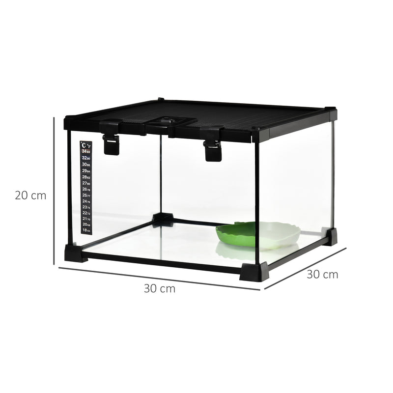PawHut Glass Reptile Terrarium Habitats for Lizards, Frogs, Snake 30 x 30 x 20cm