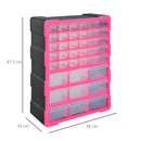 DURHAND 39 Drawers Parts Organiser Wall Mount Tools Storage Cabinet Clear