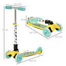 HOMCOM Kids Scooter Foldable Kick Scooter LED Flashing Wheels 3-8 Years Yellow