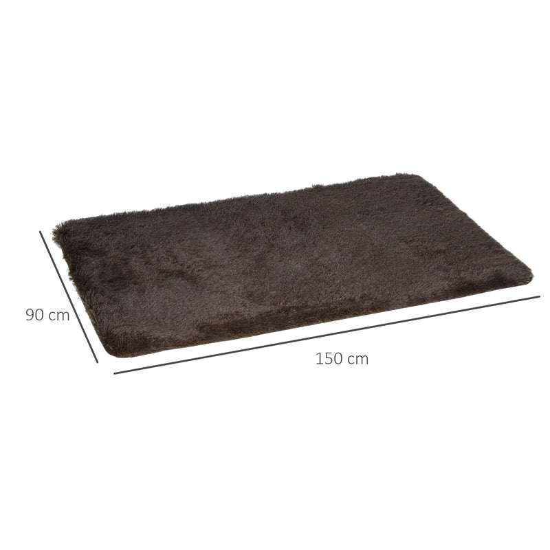 HOMCOM Brown Fluffy Area Rug Shaggy Carpet for Living Room, Bedroom, 90x150cm