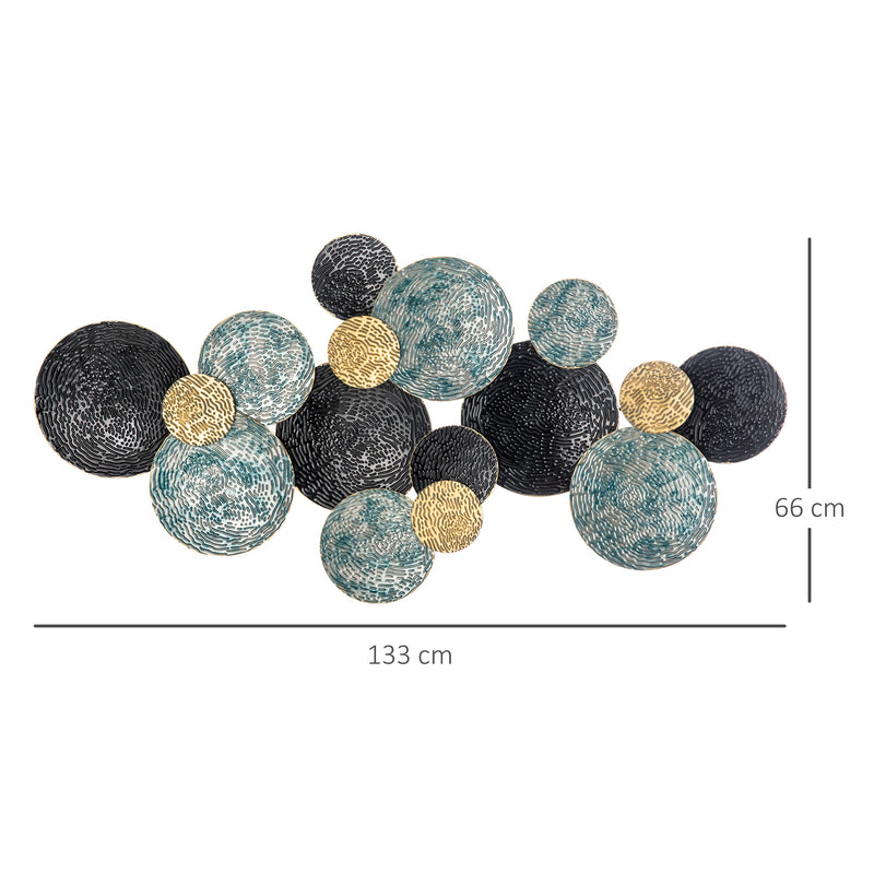 HOMCOM Minimalist Metal Wall Art Circle Home Hanging Wall Sculpture, Blue