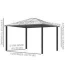 Outsunny Hardtop Gazebo Polycarbonate Canopy with Nettings and Sidewalls Khaki