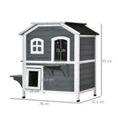 PawHut Wooden Cat House Cat Cave Pet Shelter Condos Outdoor Grey