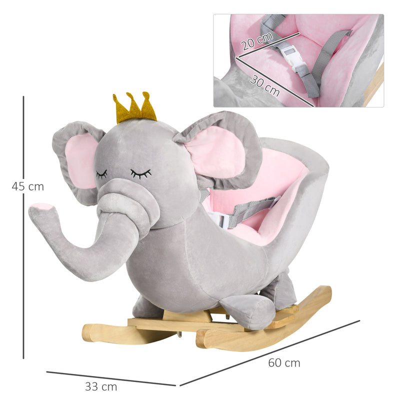 HOMCOM Baby Rocking Horse Elephant Rocking Chair Rocker Toy, for 18-36 Months
