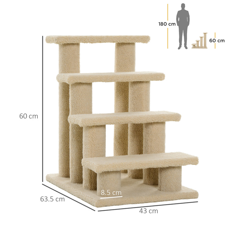 PawHut Dog Steps for Bed 4 Step Pet Stairs for Sofa Dog Cat Climb Ladder Brown