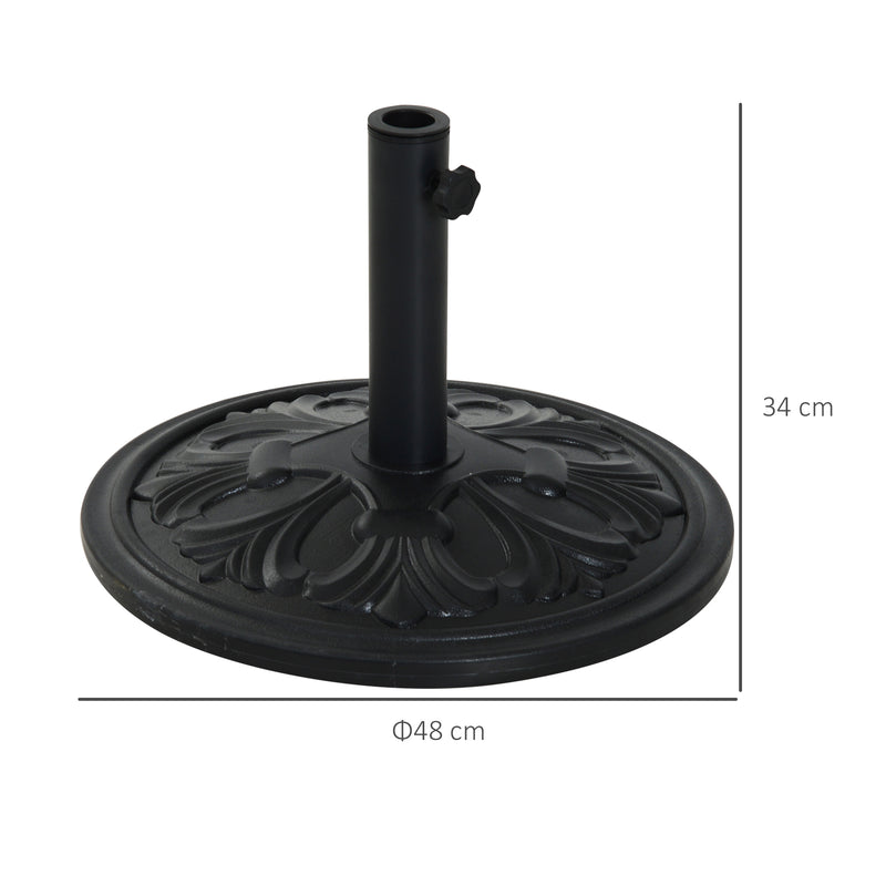 Outsunny 13KG Round Parasol Base Heavy Duty Cement Stand Umbrella Holder Garden