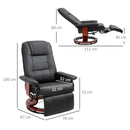 HOMCOM Ergonomic Office Recliner Sofa Chair PU Leather Armchair Lounger Black