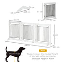 PawHut Foldable Wooden Pet Gate w/ 3 Panels 2 Support Feet for Small Dogs White