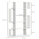 HOMCOM 5-Tier Bookshelf Freestanding Decorative Storage Shelves for Home White