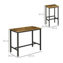 HOMCOM 3-Piece Industrial Bar Table Set, Table and 2 Chairs Rustic Brown