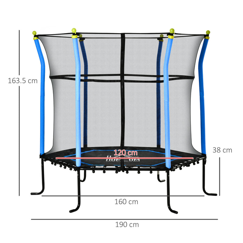 HOMCOM 5.2FT Kids Trampoline w/enclosure Indoor Outdoor for 3-10 Years - Blue