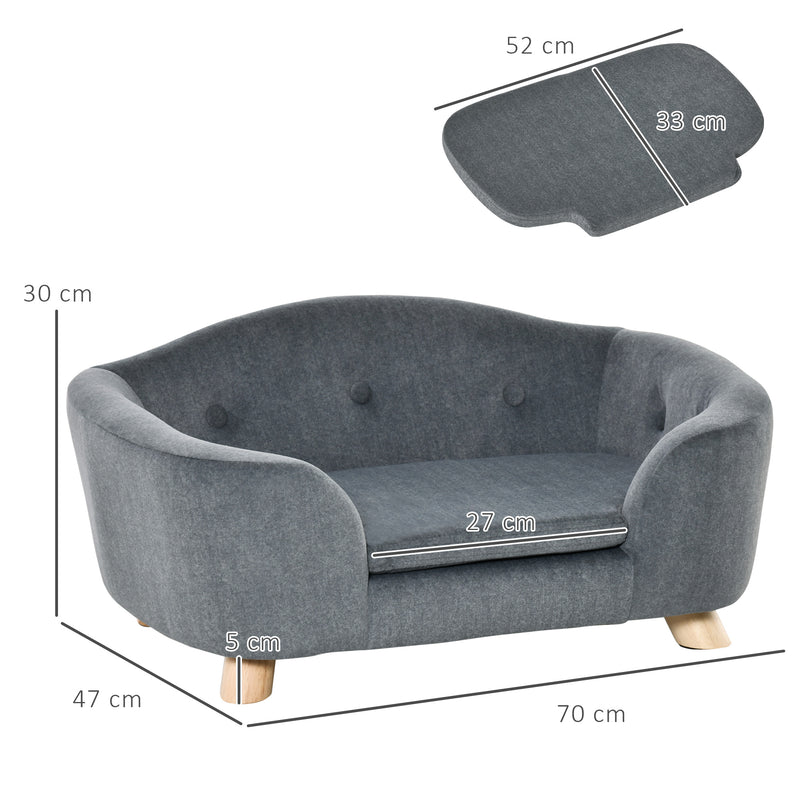 PawHut Dog Sofa Bed w/ Removable Soft Cushion for XS Size Dogs - Grey