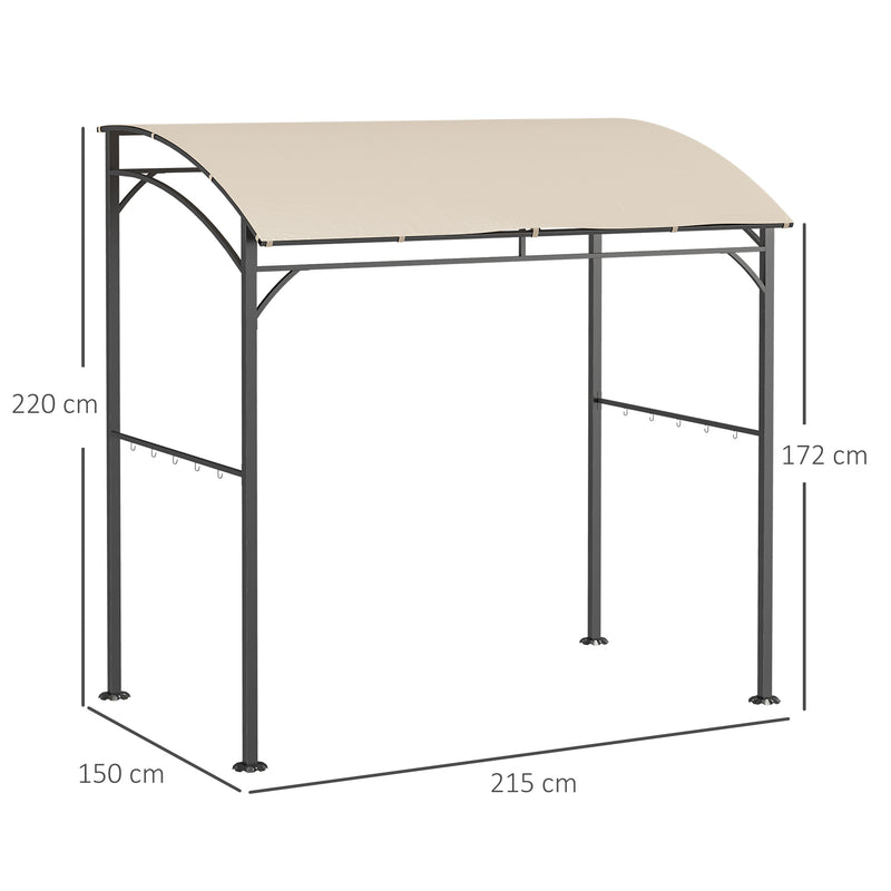 Outsunny 2.2 x 1.5 m BBQ Gazebo Tent Sun Shade with Canopy and 10 Hooks, Beige