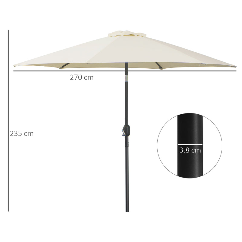 Outsunny Patio Umbrella Parasol Sun Shade Garden Aluminium Cream White 2.7M