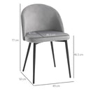 HOMCOM Modern Upholstered Fabric Bucket Seat Dining Chairs Set of 2 Grey