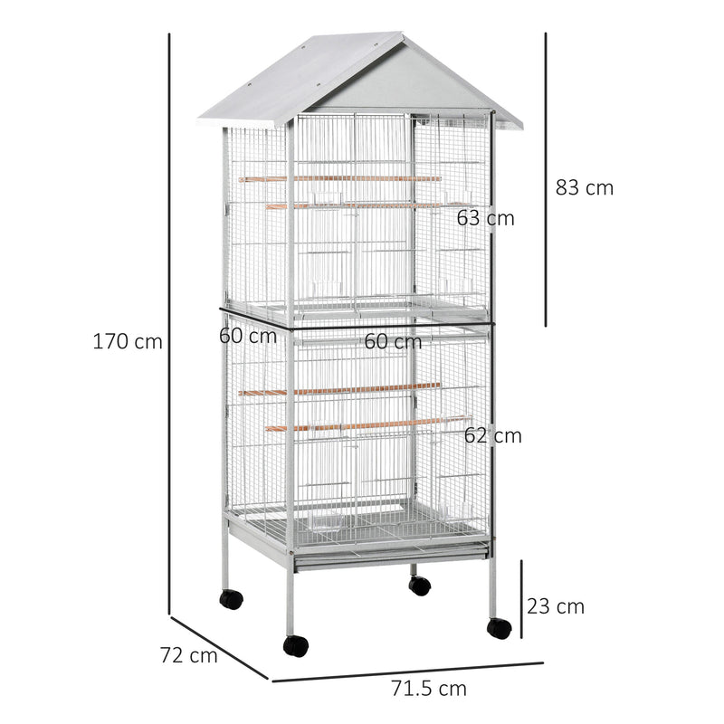 PawHut Wrought Metal Bird Cage Feeder for Small and Medium Sized Birds White