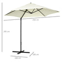 Outsunny 2.5M Offset Roma Patio Umbrella W/ 360° Rotation and Base, Beige