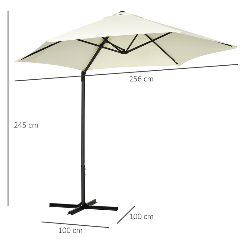 Outsunny 2.5M Offset Roma Patio Umbrella W/ 360° Rotation and Base, Beige