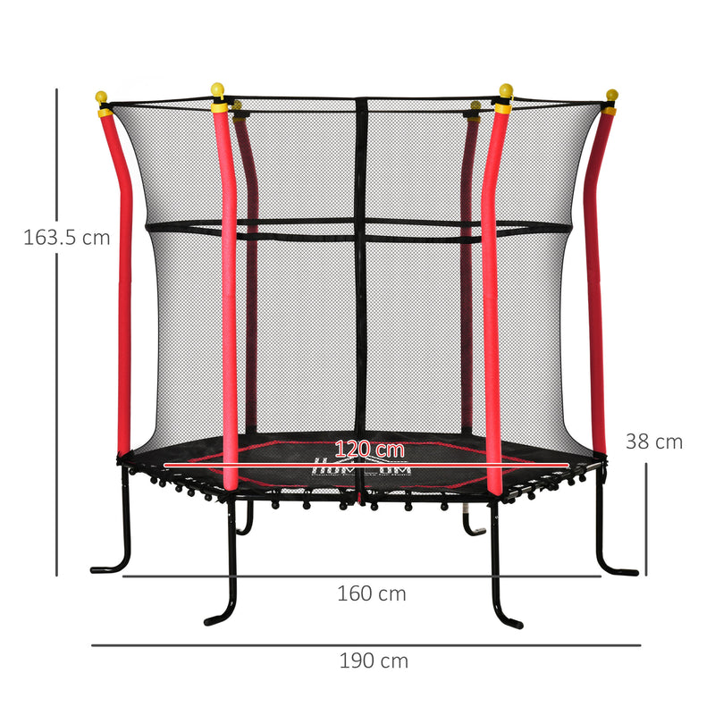 HOMCOM 5.2FT Kids Trampoline w/enclosure Indoor Outdoor for 3-10 Years - Red